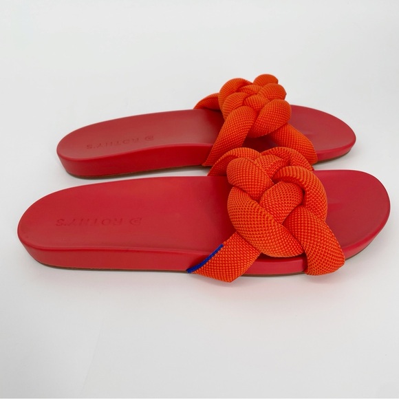 New Rothy’s Bubble Slides Sandals Knotted Sangria Red - Picture 3 of 4
